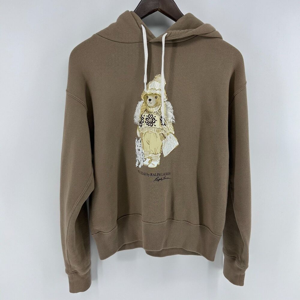 Polo Ralph Lauren Polo Bear Winter Ski Hoodie Women's S Beige Fleece Sweatshirt